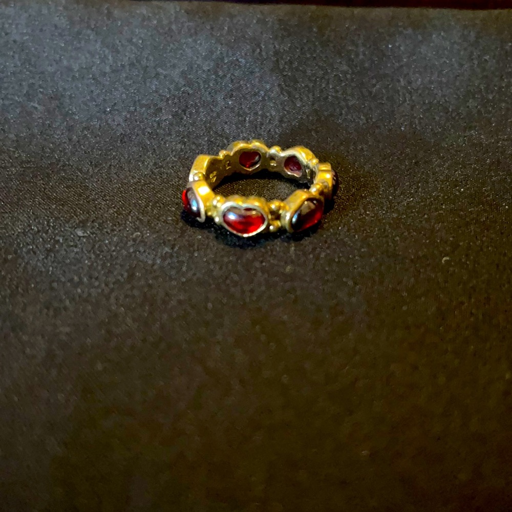 10KT Vintage Red Stone Heart Ring
